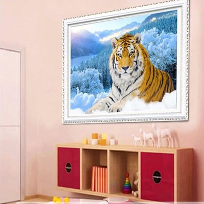 Peinture diamant Lion, point de croix, mosaïque, broderie d'animaux, strass, images, décoration de maison 20X30CM gray