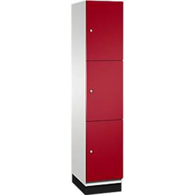 C+P Cambio lockerkast, 1 vak, 3 vakken, met plint, B 400 x D 525 x H 1980 mm, lichtgrijs/ruinrood