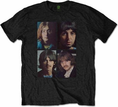The Beatles - White Album Faces Heren T-shirt - L - Zwart