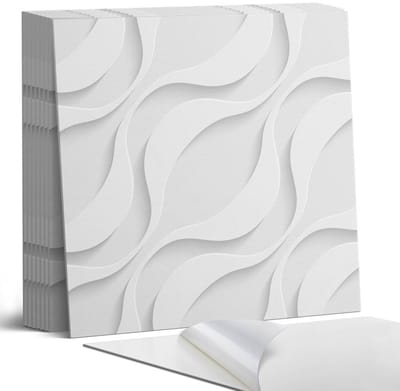Coloray Plaktegels - Golven met een golvend patroon Portugese Tegels - 30 cm x 30 cm - Wit Plaktegels - 9 stuks - Vierkant PVC Tegels - Plaktegels Keuken - Zelfklevende Vloertegels - Vinyl Tegels Zelfklevend - Zelfklevende Tegels