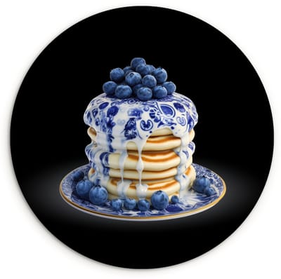 WallCircle® Wandcirkel 30x30 cm - Muurcirkel Pannenkoeken - Blauwe Bessen - Bord - Muurdecoratie woonkamer - Wanddecoratie keuken - Kamer decoratie accessoires - Ronde schilderijen