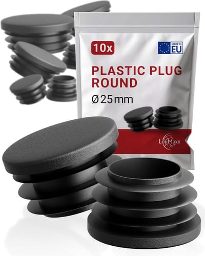 Lamellenstoppen Rond - Buisdoppen Beschermend - Palen Afsluiten - Flexibele Lamellen - 25 mm 10 Stuks - Zwart