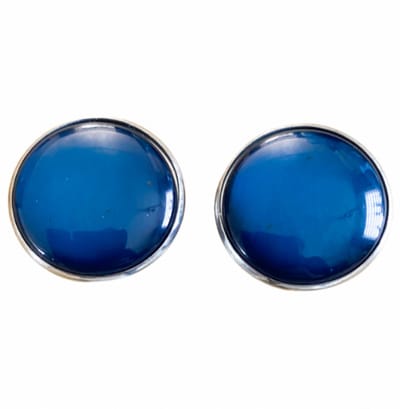 Clip oorbellen-Extra groot-Blauw-Zilverrand 2 5 cm- geen gaatje- Charme Bijoux