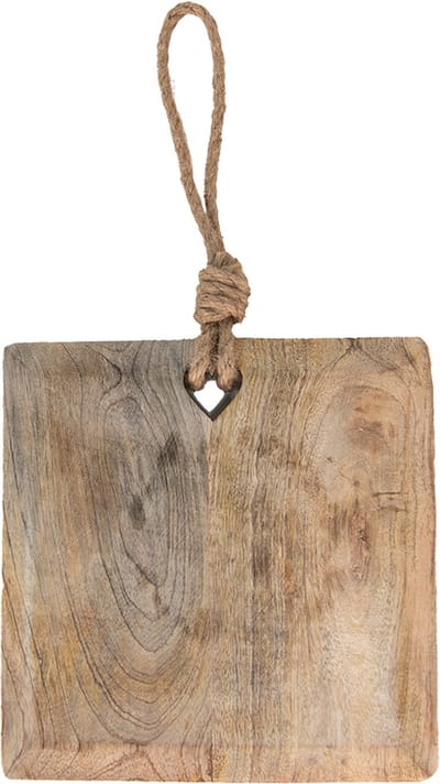 Clayre & Eef Decoratie snijplank 20x20x2 cm Bruin Hout Borrelplank