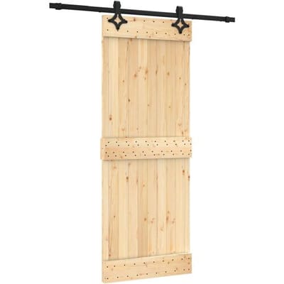 vidaXL - Schuifdeur - 80 - x - 210 - cm - Massief - Pine - Hout - (Onbehandeld)