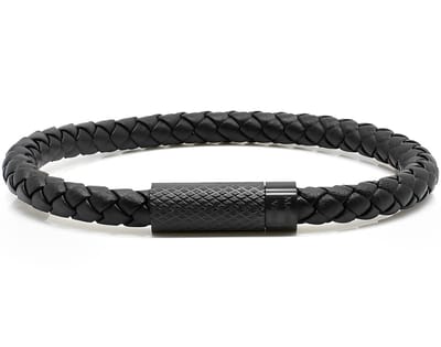Leren armband zwart heren en dames Dadu 19,5cm - Armband uit hoogwaardig leer - Met geschenkverpakking van Mauro vinci