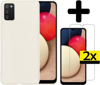 Hoesje - Met 2x Screenprotector - Geschikt voor Samsung Galaxy A03s - Sterk & Shockproof - Back Cover - Siliconen Case - Telefoon Hoes - Telefoonhoesjes - Wit
