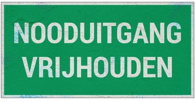 Nooduitgang vrijhouden bord | Forex Re materiaal | 20 x 10 cm