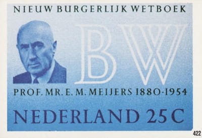 Briefkaart met afbeelding Prof. Mr. E.M. Mijers 1880-1954 postzegel