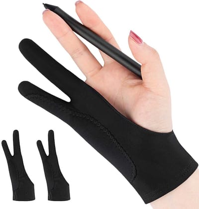 3 stuks Tekenhandschoenen - Digitale tekenhandschoenen - Anti-aanraak digitale handschoenen - Kunstenaarshandschoenen - Schetshandschoenen - 2-vingerhandschoenen - Voor schetsen op papier, iPad, tekentabletten - Zwart