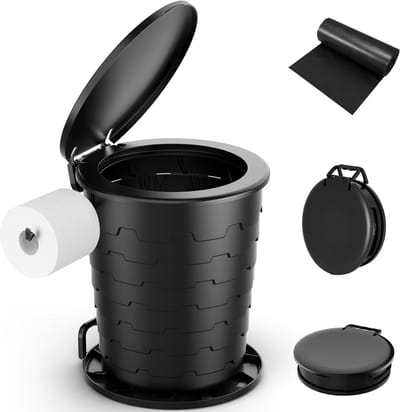 Draagbaar Toilet - Camping Toilet Portapotty - Reizen Kamperen - Inklapbaar In Hoogte Verstelbaar - 35cm Hoog - Zwart
