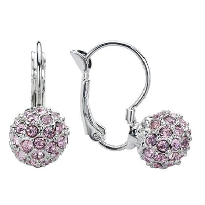 Behave - Oorbellen dames - zilverkleur roze kristallen - cadeautip