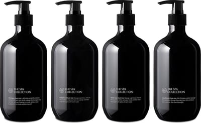 The Spa Collection Gum Tree - Shampoo + Body Wash + Conditioner + Handzeep - 475 ml stijlvolle zwarte pompfles - Set van 4 stuks