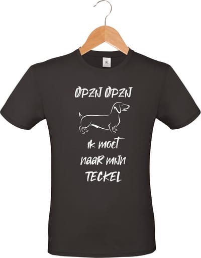 mijncadeautje - T-shirt unisex - zwart - Opzij Opzij ik moet naar mijn : Teckel - maat M