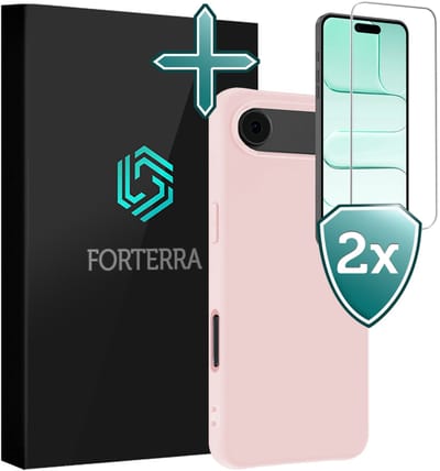 Hoesje Met 2x Screenprotector - Geschikt voor Apple iPhone Air - Sterk & Shockproof - Telefoon Hoes - Back Cover - Siliconen Case - Lichtroze