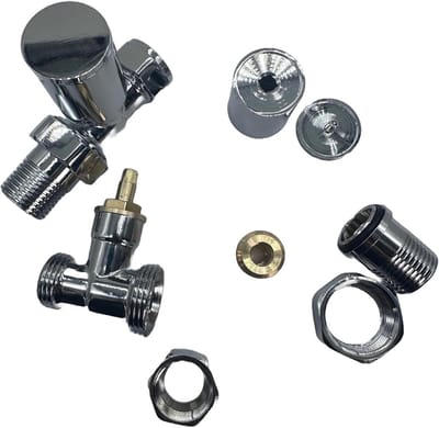 Chrome Rechte Radiatorafsluiter Set voor Centrale Verwarming (8mm)