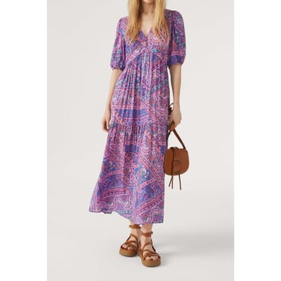 BA&SH Robe Falba Bleu Größe: XS | Maxikleider Outlet | Damen