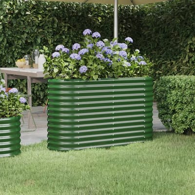vidaXL - Plantenbak - 114x40x68 - cm - gegalvaniseerd - staal - groen