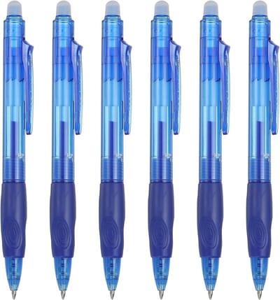 Uitwisbare Gelpennen - Warmte Markers - Stoffen Markeren - Intrekbaar Ontwerp - 6 Stuks - Blauw
