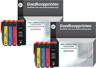 Huismerk Epson T2636 inkt cartridges 2 x 4 Kleuren Multipack (122 ml)
