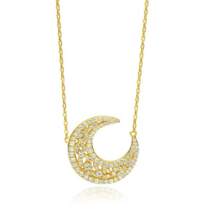 Origineel ontwerp holle maan ketting vrouwelijke S925 sterling zilver persoonlijkheid niche sleutelbeen ketting ins beige