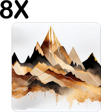 Luxe Placemat - Getekende Art - Bergen - Set van 8 Placemats - 50x50 cm - 2 mm dik Vinyl - Anti Slip - Afneembaar
