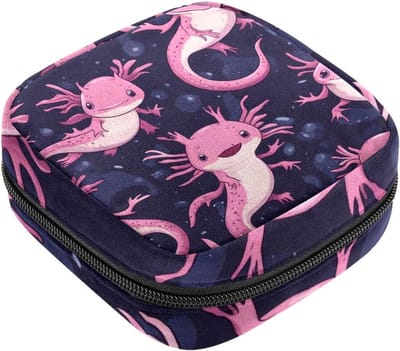Menstruatiezakjes - Maandverband tasje - Privacy Bescherming - Ingebouwd vakje - 12x17x17 cm - Cartoon Axolotl