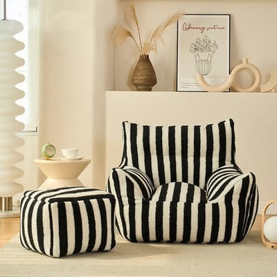 Zitzakhoes Zonder Vulling - Lui Lounger Hoes - Comfortabel Zitten - Zacht Teddy Velvet - 65x70x65cm - Zwart