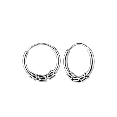 WeLoveSilver - zilveren bali oorringen - 925 zilver - 12 mm - slingertjes