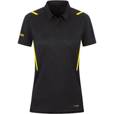Jako Challenge Polo Dames - Zwart Gemeleerd / Citroen | Maat: 42