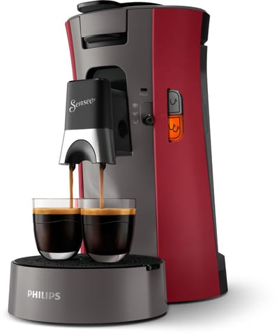 Philips Senseo Select Koffiepadmachine CSA230/90 - Keuze uit 1 of 2 Kopjes - Instelbare Intensiteit - Automatische Uitschakeling - Rood en Grijs
