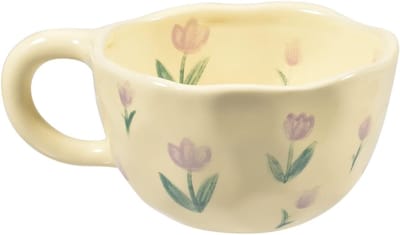 Creatieve Bloem Koffiemok voor Kantoor en Thuis, Vaatwasser- en Magnetronbestendig, 250ml voor Latte, Thee en Melk (Paarse Tulp)