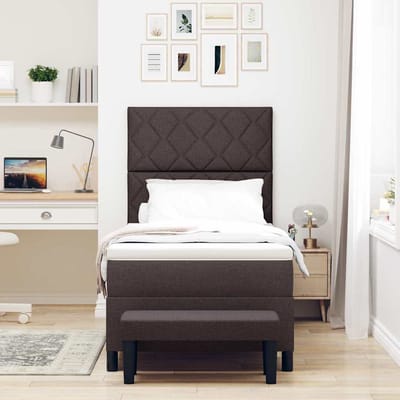 vidaXL - Boxspring - bed - met - hoofdeinde - Donkerbruin - 100 - x - 200 - cm - Stof