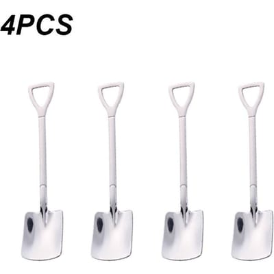 4 stuks Creatieve Roestvrijstalen Schep Watermeloenlepel, IJs Dessert Schep, Huishoudelijk Bestek 4pcs C white