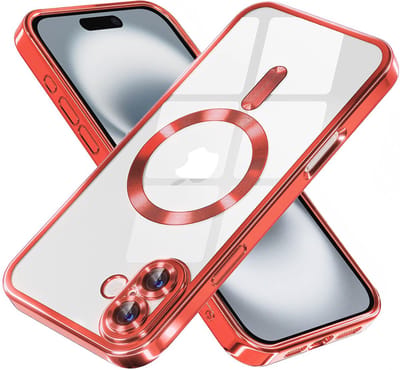 Techsuit Luxury Crystal Back Cover hoesje met MagSafe voor Apple iPhone 16 Plus - Transparant/Rood