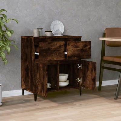 vidaXL - Dressoir - 60x35x70 - cm - bewerkt - hout - gerookt - eikenkleurig