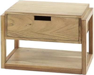 Nachtkastje Tenerife zwevend Massief Acaciahout - Hangend nachtkastje - Design met Houten Frame en Lade - wandkastje - 39x25x27 cm