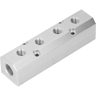 Luchtverdeler Grote Doorstroming Aluminium Pneumatisch Blok 40x40mm G1 2 Inlaat G1 4 UitlaatSY40 02 4F