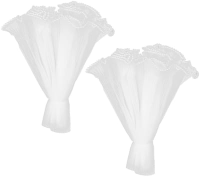 Dailygoods- Bloem Verpakking 2 Stuks - Witte Mesh Papier - Parel Rand - 28 cm Breed - Golvend Kantdesign - Hoogwaardig Materiaal - Inpakpapier