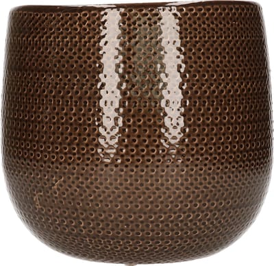 Mica Decorations Plantenpot - donkerbruin - geribbeld - 19x21 cm - plantenpotten