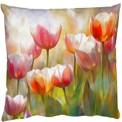 Sierkussens - Kussentjes Woonkamer - 50x50 cm - Tulpen - Sprookjesachtig - Kleurrijk