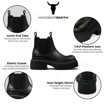Windsor Smith Zwarte Chunky Leren Chelsea Boots - Dopamine