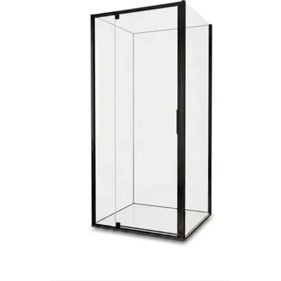 Aquavive Douchezijwand Anza - Helder Glas 6mm - Zwart - 86,5-89x200cm