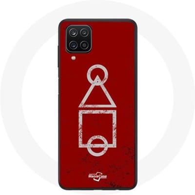 Coque - Samsung - Galaxy A12 - Souple - Rouge - Squid Game symboles rouge