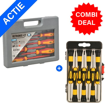 8-delige VDE Schroevendraaierset + 7-delige Precisie Schroevendraaierset - Combideal