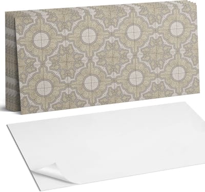 Coloray Plaktegels - Mozaïekpatroon met ornamenten Wandtegel Zelfklevend - 60 cm x 30 cm - Grijs Plaktegels - 6 stuks - Rechthoek PVC Tegels - Plaktegels Keuken - Zelfklevende Vloertegels Badkamer - Vinyl Tegels Zelfklevend - Zelfklevende Wandtegels