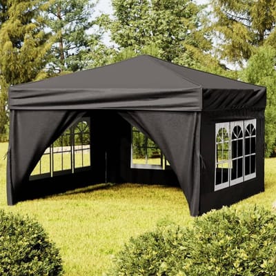 Feesttent - Partytent Paviljoen - Buitenfeesten Organiseren - Inklapbaar Ontwerp - 3 x 3 Meter - Zwart