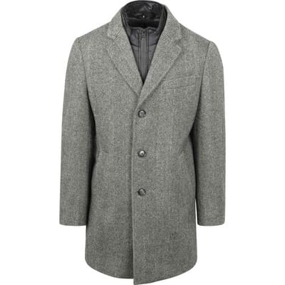 Suitable Coat Wol Pepita Pepper Grey - Maat 46 - Heren - Mantels & coats