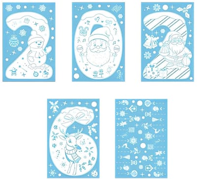 Dailygoods - 5 stuks 2026 raamafbeeldingen, Kerstmis, zelfklevend, raamstickers voor kinderen, raamstickers, Kerstmis, raamdecoratie, groot, wit, herbruikbaar, pvc, kerstdecoratie, eland, sterren