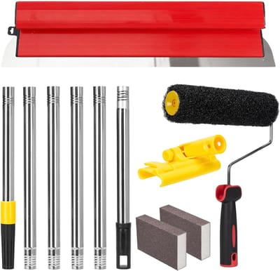 Plamuurset met Rol & 60 cm Spatel – Plamuur Gereedschap met 1,8 m RVS Telescoopsteel voor Wand & Plafond, Gipsplaat Spatelset